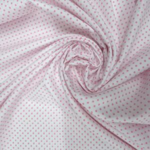 Beyaza Pembe Puantiyeli Poplin Kumaş